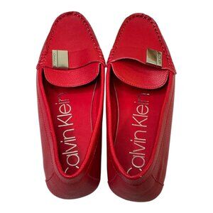 Calvin Kline Lisa Pebble Leather Look Loafers Rubber Soles Silvertone Hardware 8
